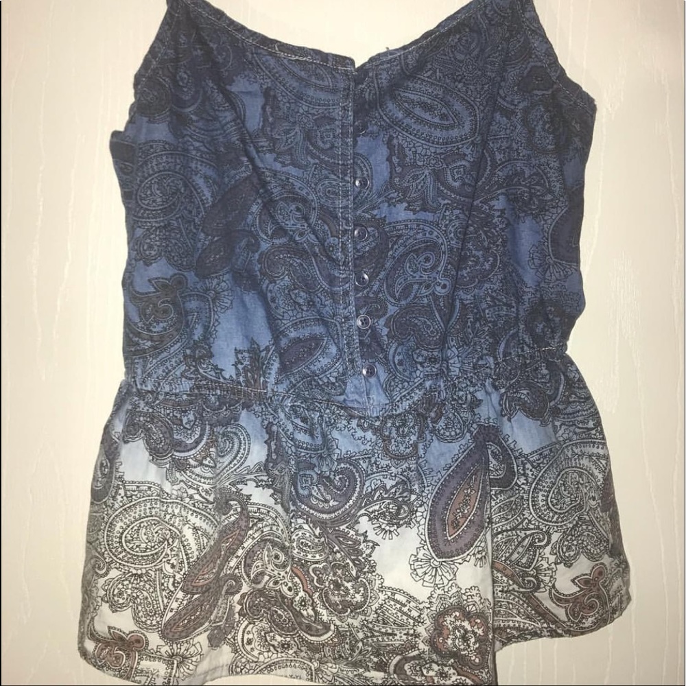 Ombré Blue/Cream Spaghetti Top w/adjustable straps